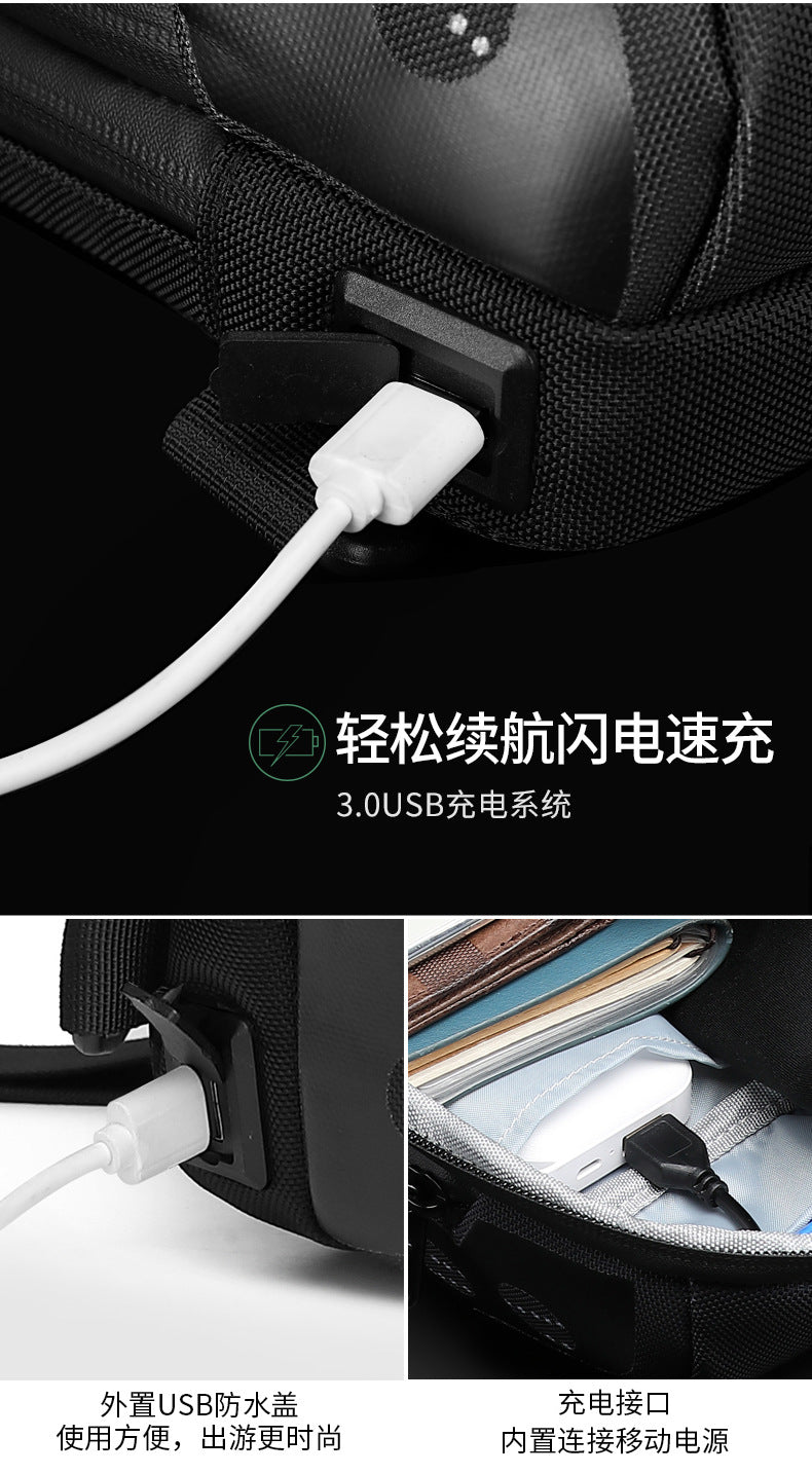 OZUKO Men's Chest Bag Anti-Theft Waterproof Chest Bag Trendy Fashion Crossbody Bag Large Capacity Business Shoulder Bag