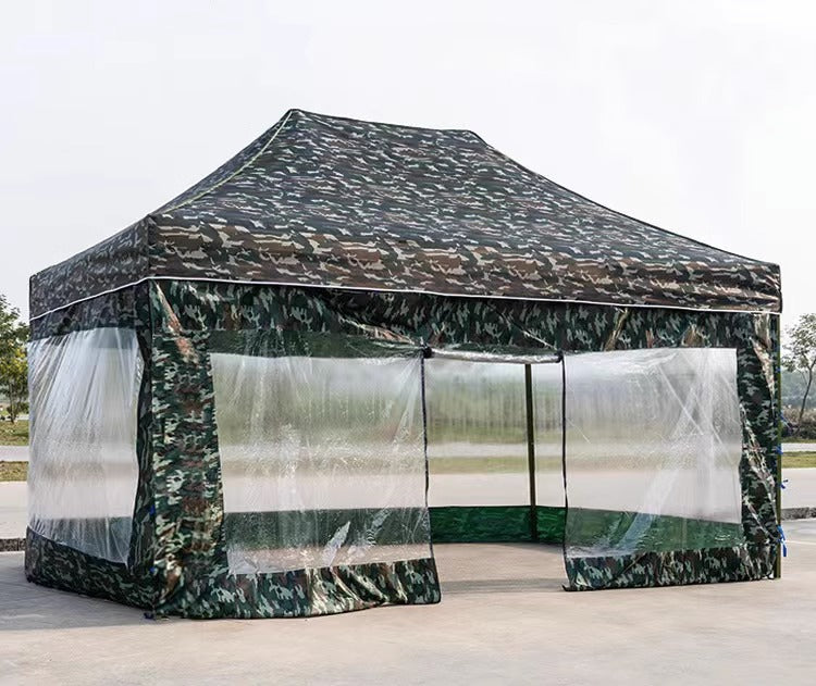 Outdoor Four-Legged Camouflage Tent Four-Corner Rain Shelter Umbrella Foldable Canopy Rain Cover Stall Canopy Rainproof Sunshade