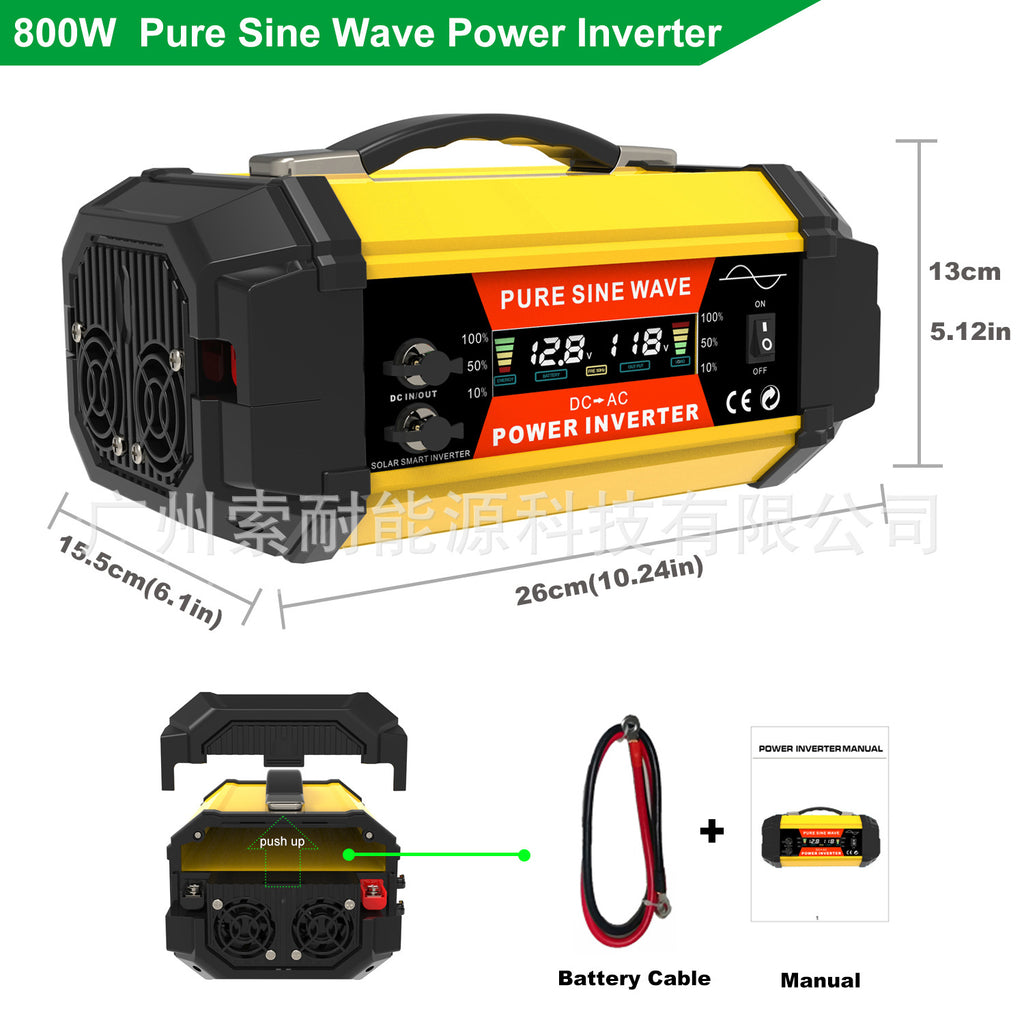 European standard socket pure sine wave inverter500W/800W/1000W 12V Turn230V Double USB Double Type-C