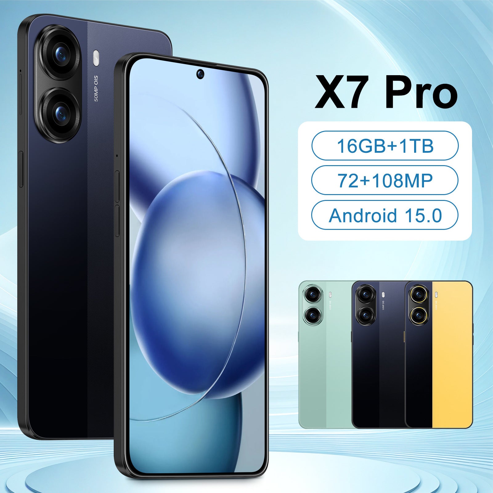New model exclusive X7 Pro Android Smartphone7.3Super Large Screen16+1T Overseas Version Direct Source Sale