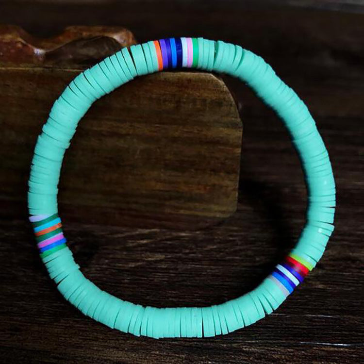 European and American Bohemian Soft Clay Bracelet Beach Party6mm Colorful Bracelet Ladies Elastic Rope Soft Clay Bracelet