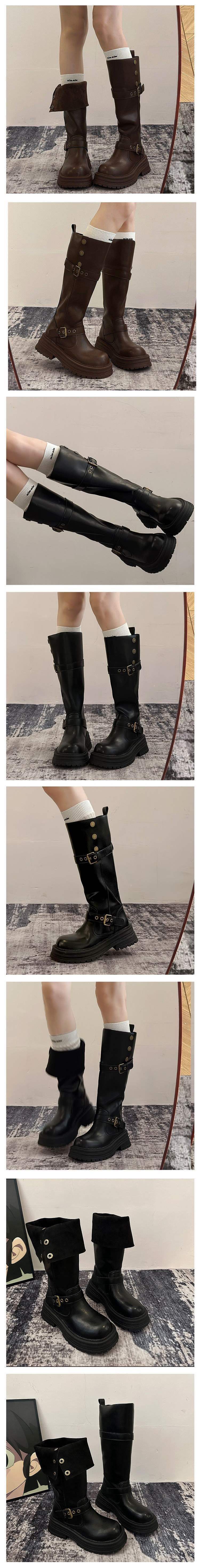 Vintage Long Boots2025Autumn and Winter New Thick Bottom British Fashion