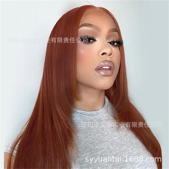 Reddish Brown Layered Wigs Copper Red Lace Wigs For Women