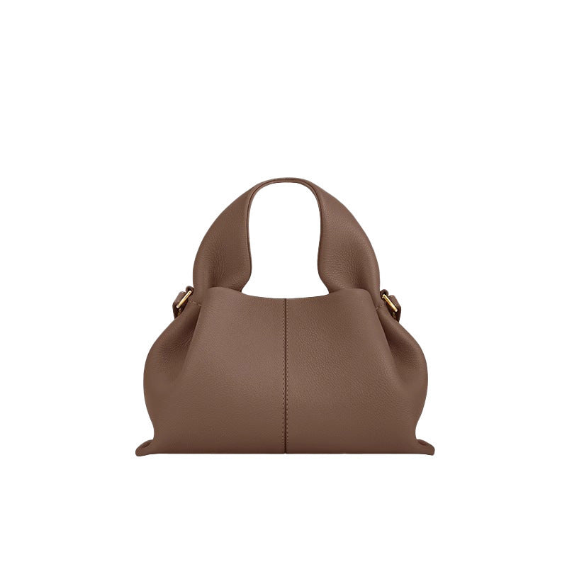 pole Cloud Handbag Genuine Leather Light Luxury French Niche Versatile Dumpling Bag European and American Retro High-Quality Texture Crossbody Bag