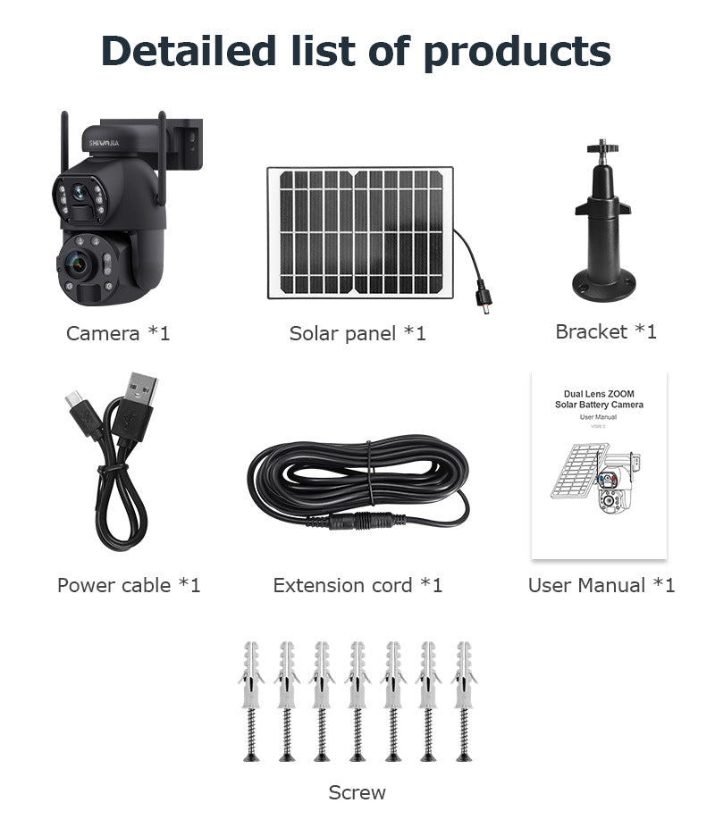High Definition Bullet Camera36Optical Zoom Outdoor6MP Full Color Night Vision4G Wireless Solar Camera