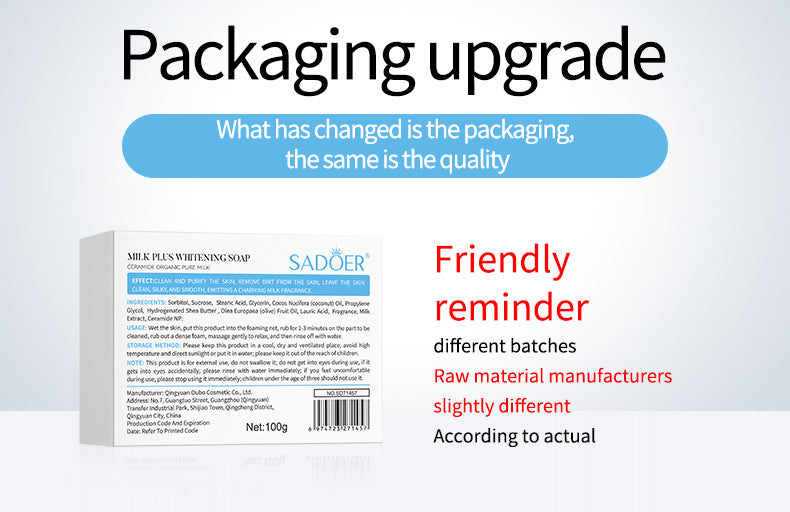 Milk Moisturizing Soap100g SADOER Universal Handmade Soap for Body Cleansing Cross-Border Wholesale