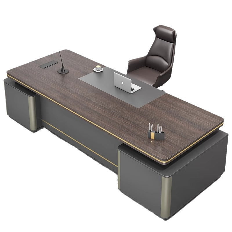 Elegant Office Desk Boss Desk Simple Modern Double Cabinet Mobile Cabinet Office Manager President Office Desk and Chair Set