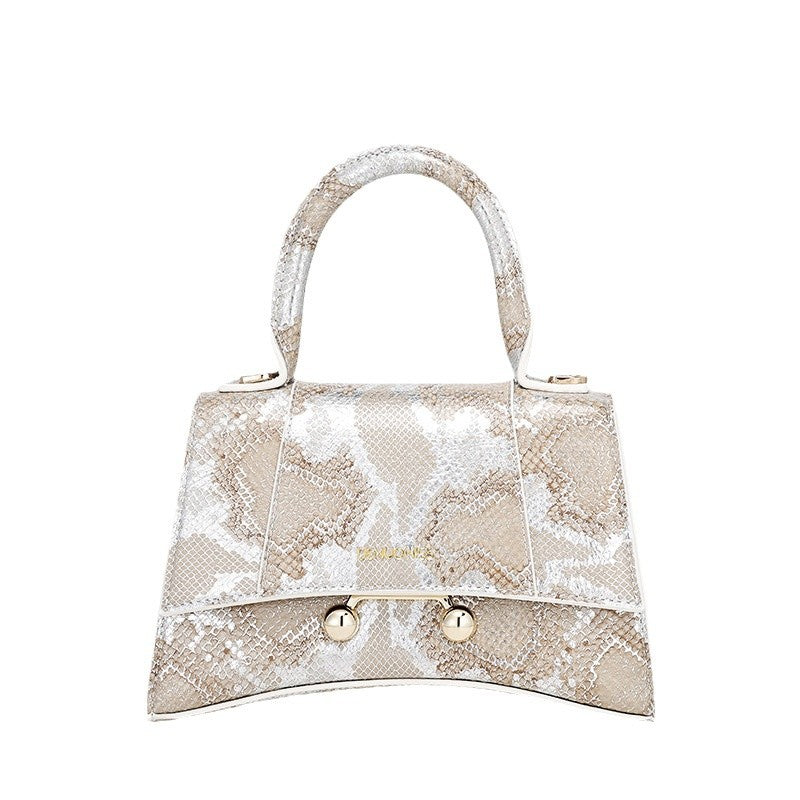 First Layer Snake Pattern Hourglass Bag Female Affordable Luxury Fashion Women's Bag Niche Baguette Handbag All-Match Shoulder Messenger Bag