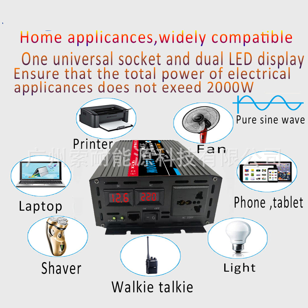 Automotive Pure Sine Wave Inverter2000W Converter Outdoor Power Supply12V24V48V60V Turn110V220V