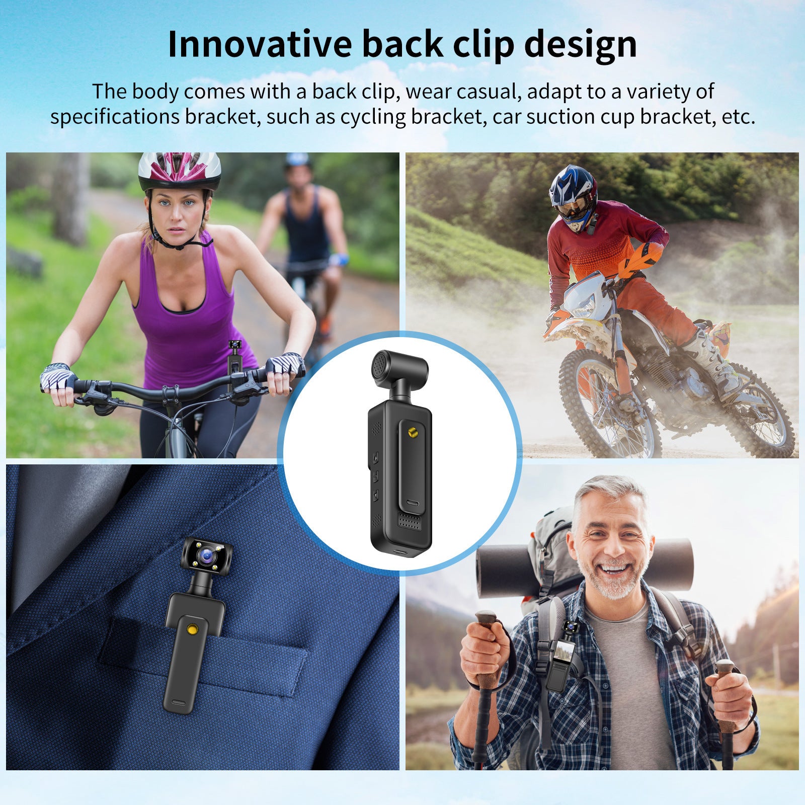 M12Handheld Pocket Camera Portable Body Camera with Clip Sports Camera Handheld Video Recorder Cycling Recorder