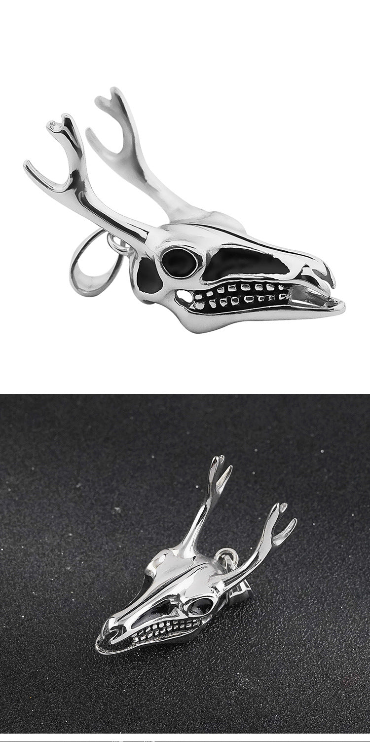Hot Sale European and American Retro Punk Sheep Skull Stainless Steel Pendant Wholesale Accessories for Trendy Men's Rock Street Style
