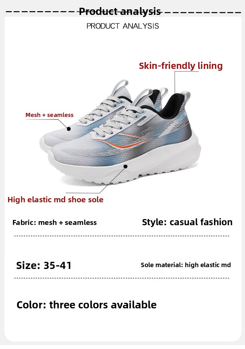 Autumn Women's Shock Absorption Lightweight Running Shoes Mesh Breathable Casual Shoes Non-Slip Popcorn Soft Sole Women's Breathable Comfortable