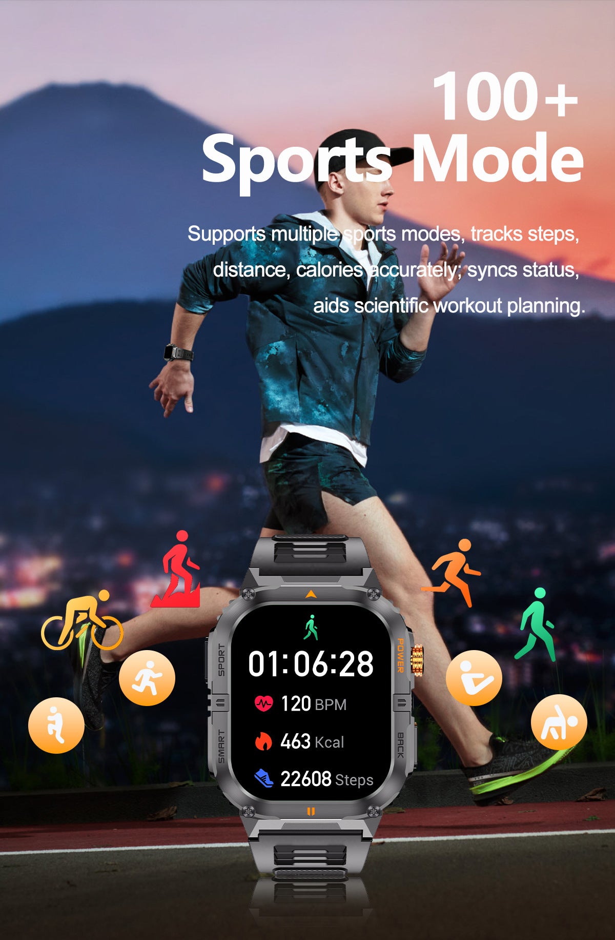 YK12Smart Watch Bluetooth Call True Heart Rate Step Count Sleep Monitoring Deep Waterproof Large Battery Sports Three-Proof