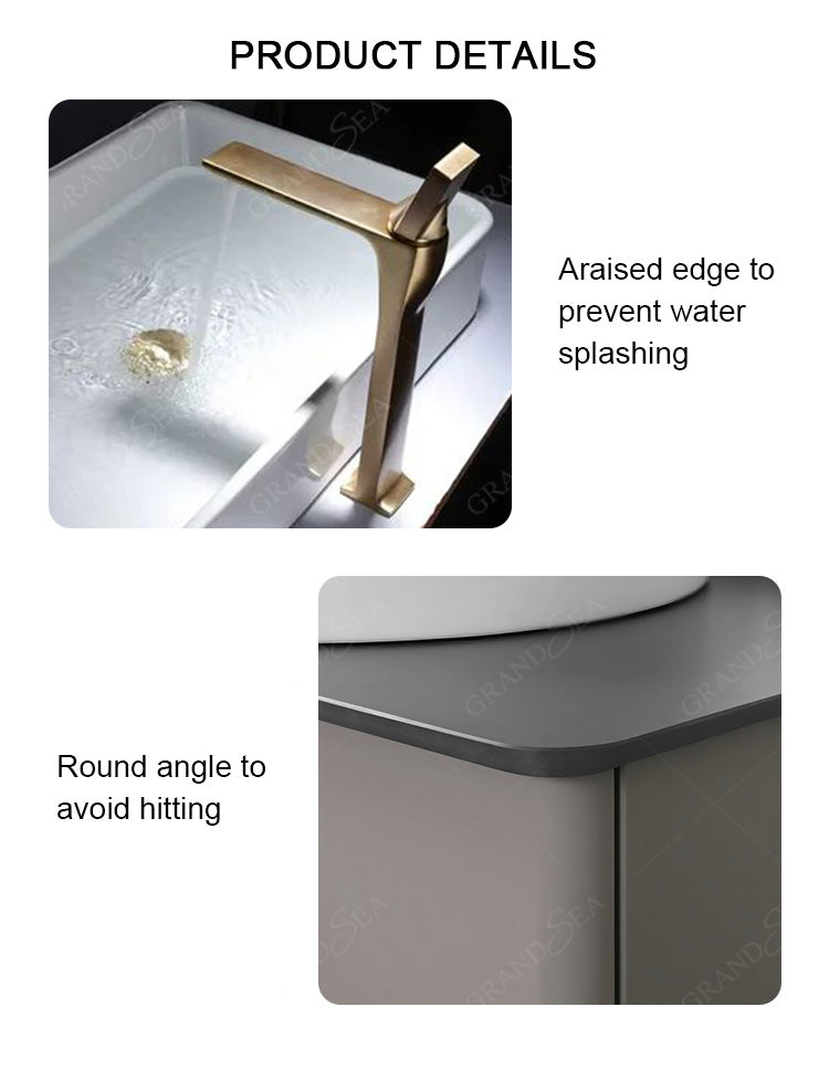 Modern Simple Design Bath Wall Mounted Bathroom Mirrored Vanity Cabinet With Ceramic Sink