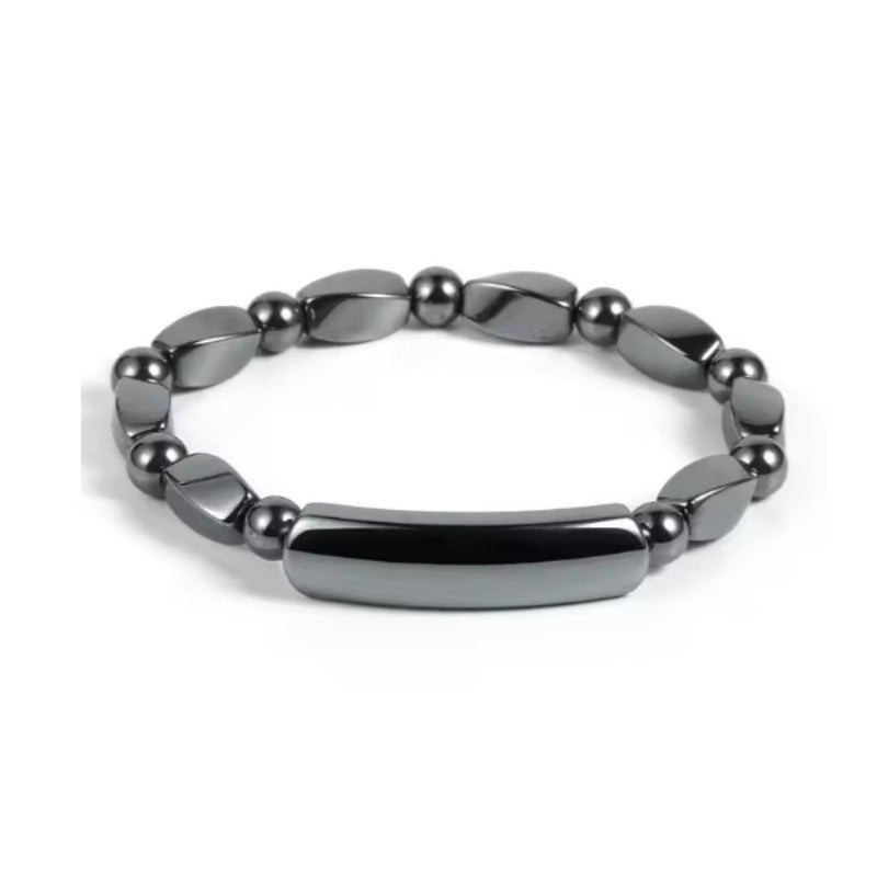 Hematite Round Bead Spacer Bracelet Men's Gift Elastic Cord Single Loop Bracelet Hematite Bridge Bracelet