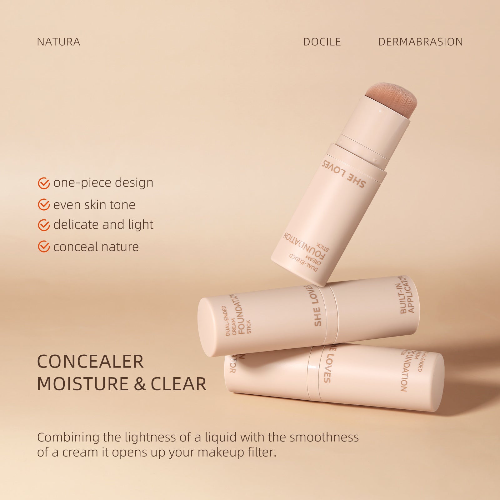 Double-ended Foundation Stick Foundation Concealer Oil Control Long-lasting Commuting Waterproof Sweatproof Non-cakey Foundation