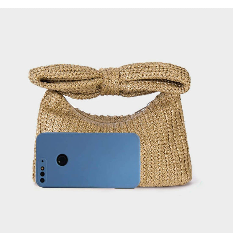 Colorful Woven Bow Bag for Women, European and American Fashion Women's Bag, Straw Bag for Women, Wholesale Versatile Fashion Clutch Bag