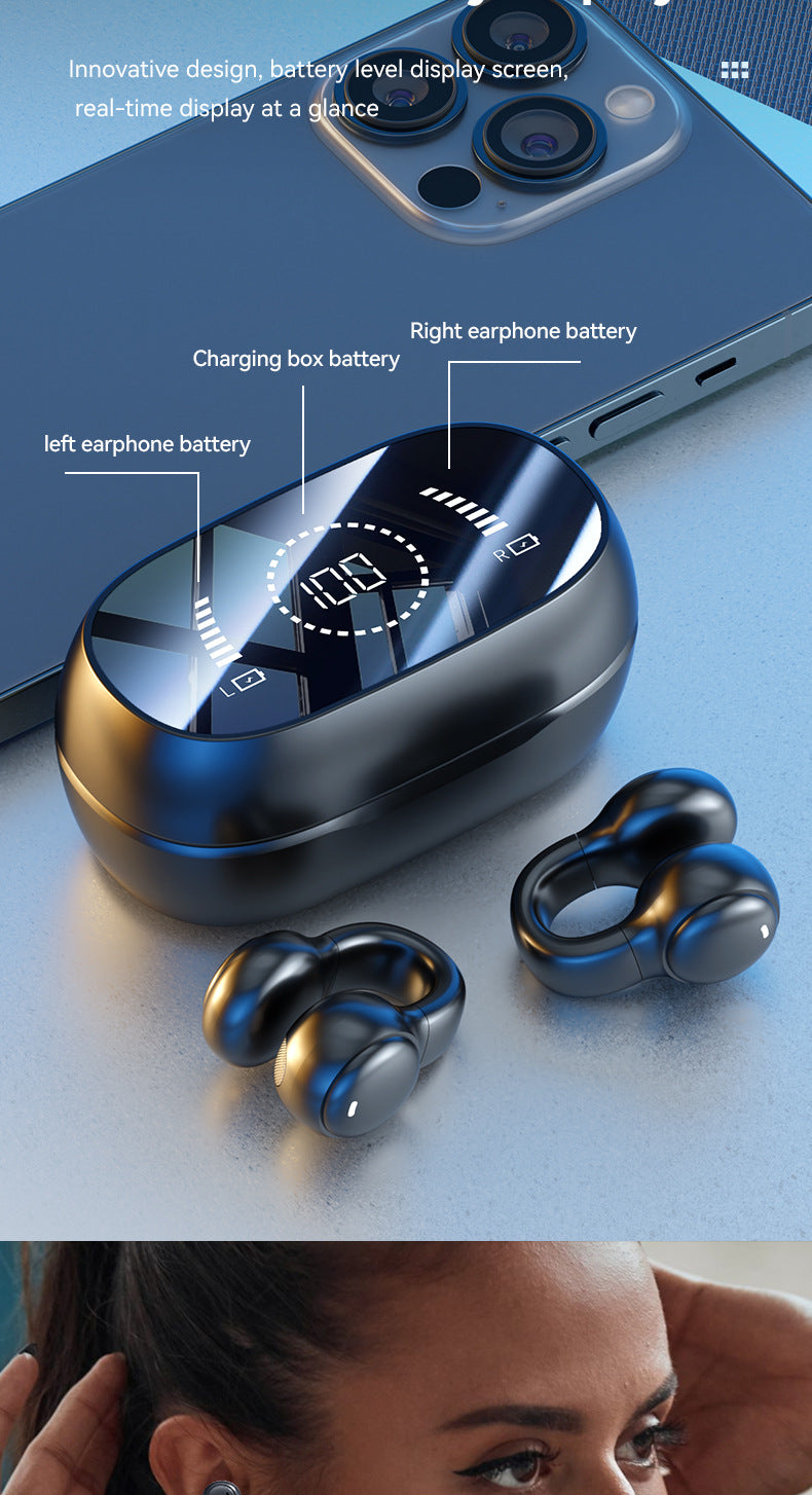 M47New Private Model Ear Clip Bone Conduction Bluetooth Earphones Non-In-Ear Sports Digital Display Long Battery Life Earphones