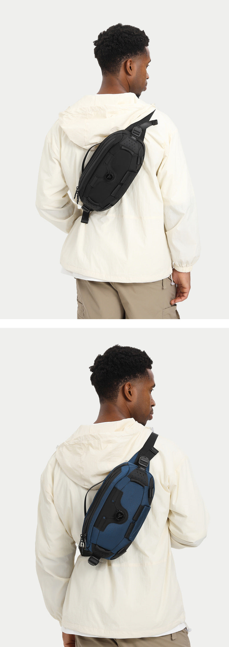 OZUKO Men's Chest Bag Crossbody Waist Bag Multifunctional Tactical Waterproof Portable Outdoor Cycling Trendy Brand High-end Bag