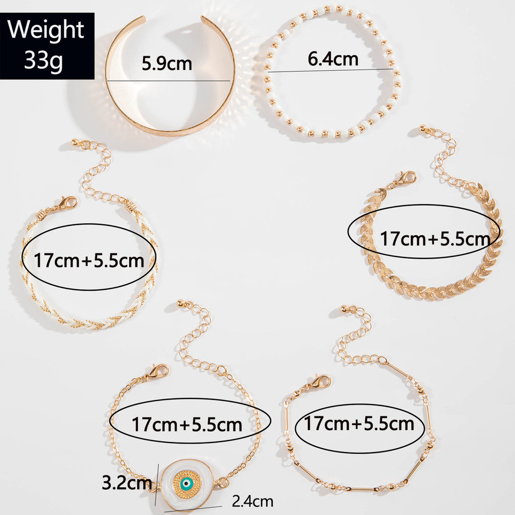 European and American Style Bracelet Bohemian Devil's Eye Bracelet Design Sense Inlaid Diamond Oil Drop Exaggerated Bracelet Set