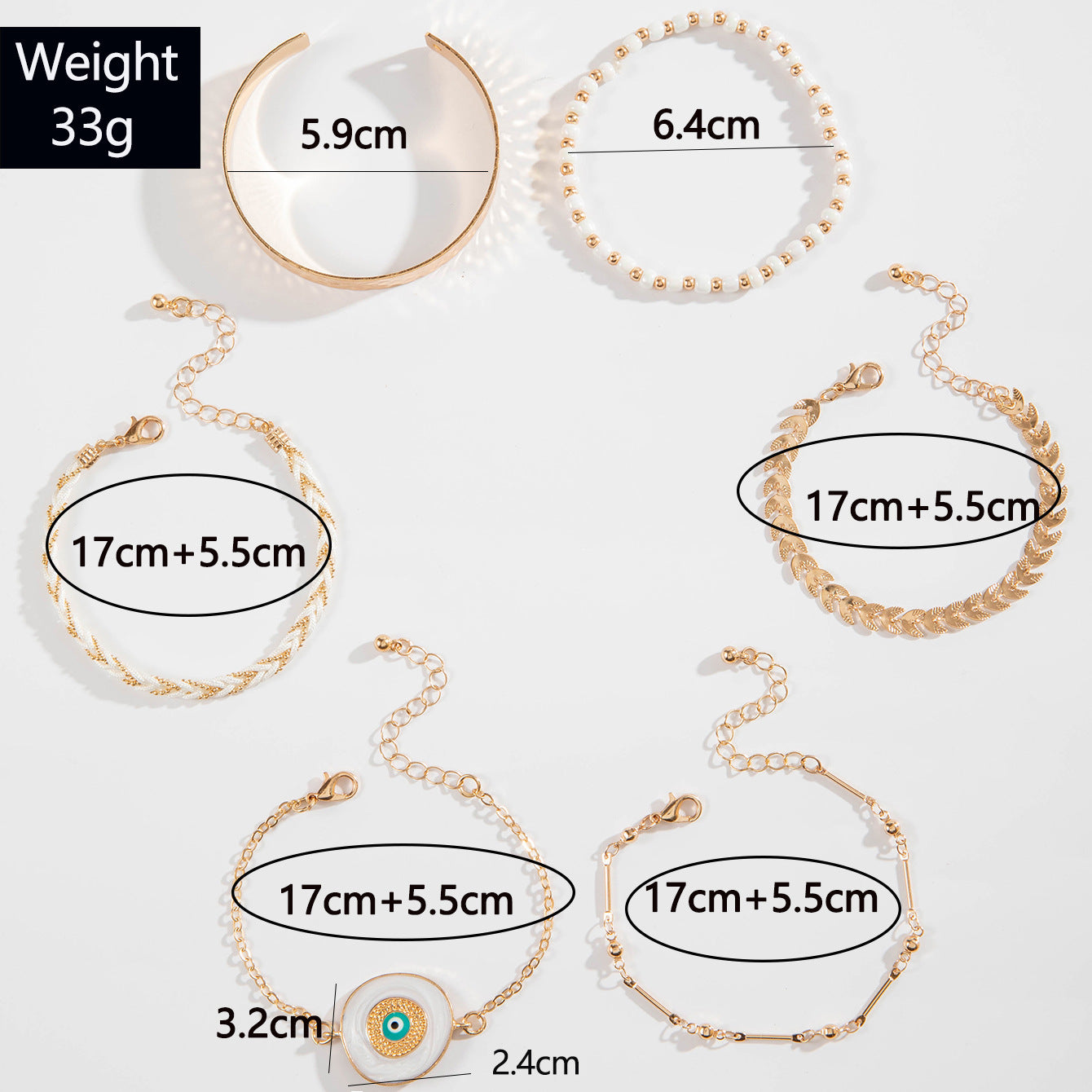 European and American Style Bracelet Bohemian Devil's Eye Bracelet Design Sense Inlaid Diamond Oil Drop Exaggerated Bracelet Set