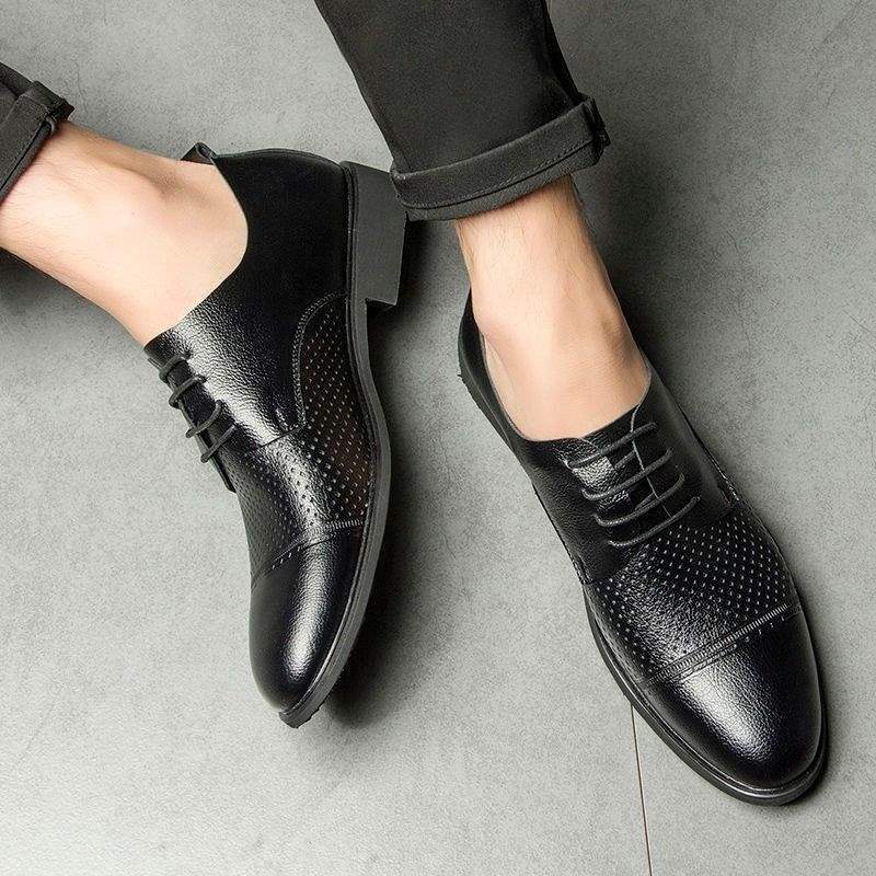 Autumn Winter Men's British Style Casual Leather Shoes Soft Sole Breathable Single Shoes Formal Business Men's Leather Shoes Groom Shoes