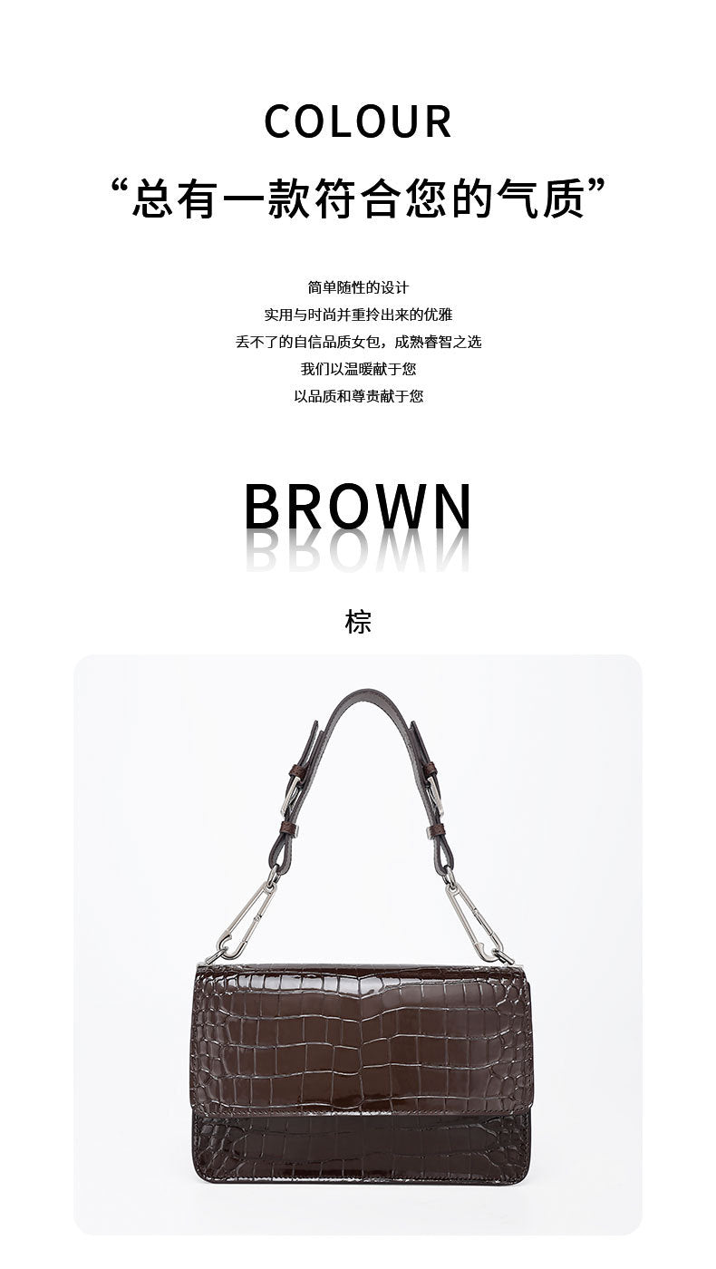 European and American Retro Trend Underarm Women's Bag Crocodile Pattern Single Shoulder Bag Versatile Fashion Crossbody Women's Bag