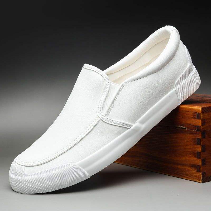 Men's Shoes Spring and Autumn Men's Casual Leather Shoes Slip-On Korean Style Versatile Trendy British Shoes Men's Trendy Shoes Sneakers