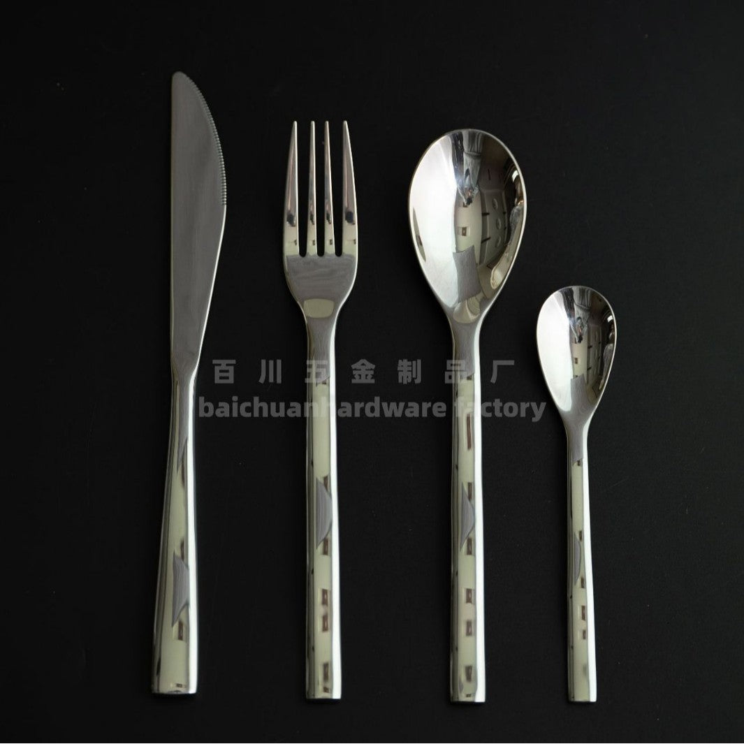 Nordic Style ins304Stainless Steel Steak Knife Fork Spoon Wave Pattern Creative Simple Western Dining Utensils Hotel Supplies Wholesale
