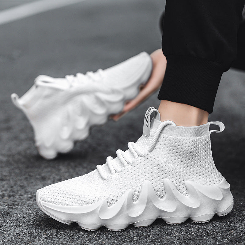 New Large Size Men's Shoes Sports Casual Shoes Men's Korean Style Trendy Shoes Lightweight Breathable Sock Shoes Men's Volcano Shoes