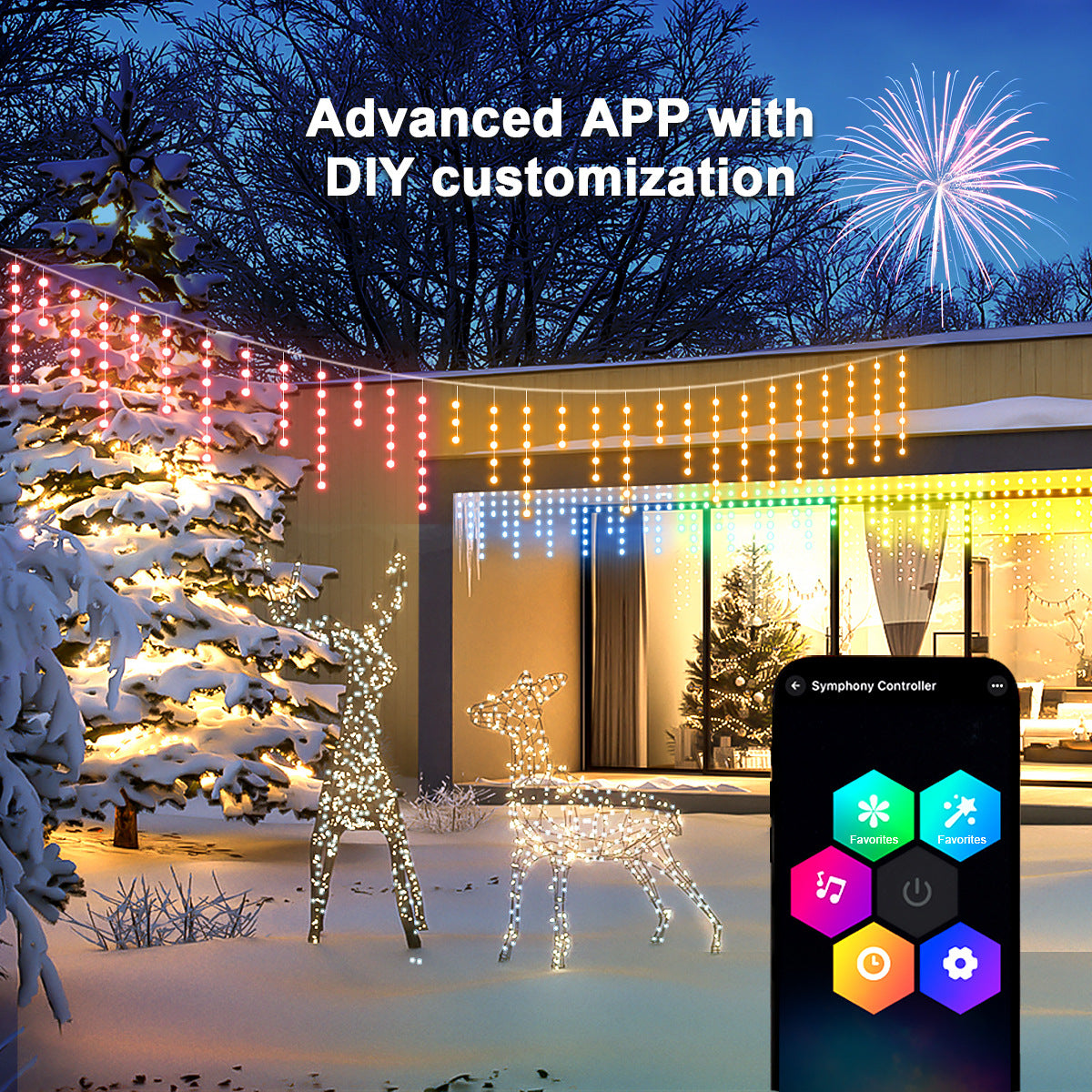 Bluetooth Icicle String Lights Icicle Lights Outdoor Eave Lights Waterfall Eave Lights Waterproof Eave Lights led Atmosphere Light String