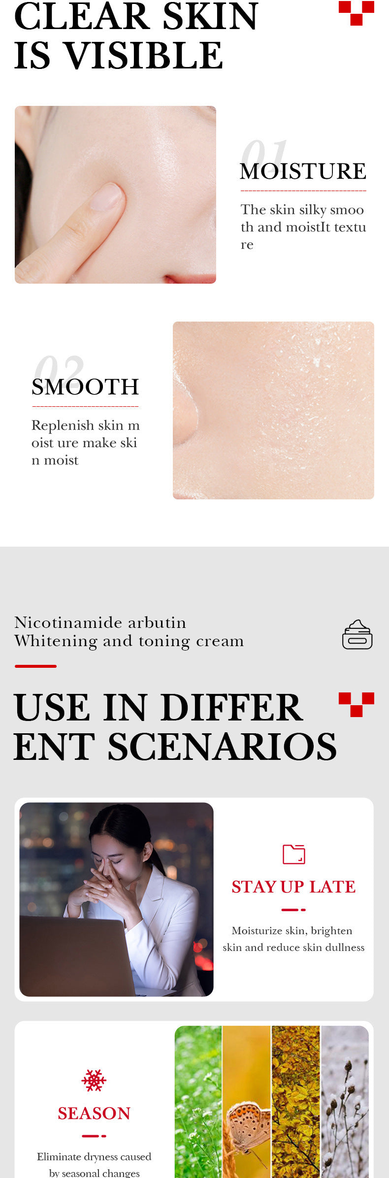 Full English Niacinamide Arbutin Set SADOER Whitening, hydrating, and moisturizing skincare products  wholesale