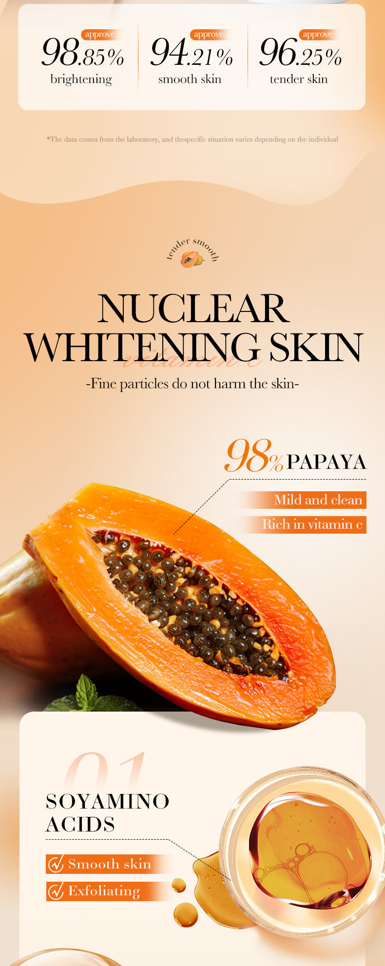Papaya Whitening Bath Salt430ml BIOAOUA Vitamin C Body Scrub Export Cross-Border Wholesale