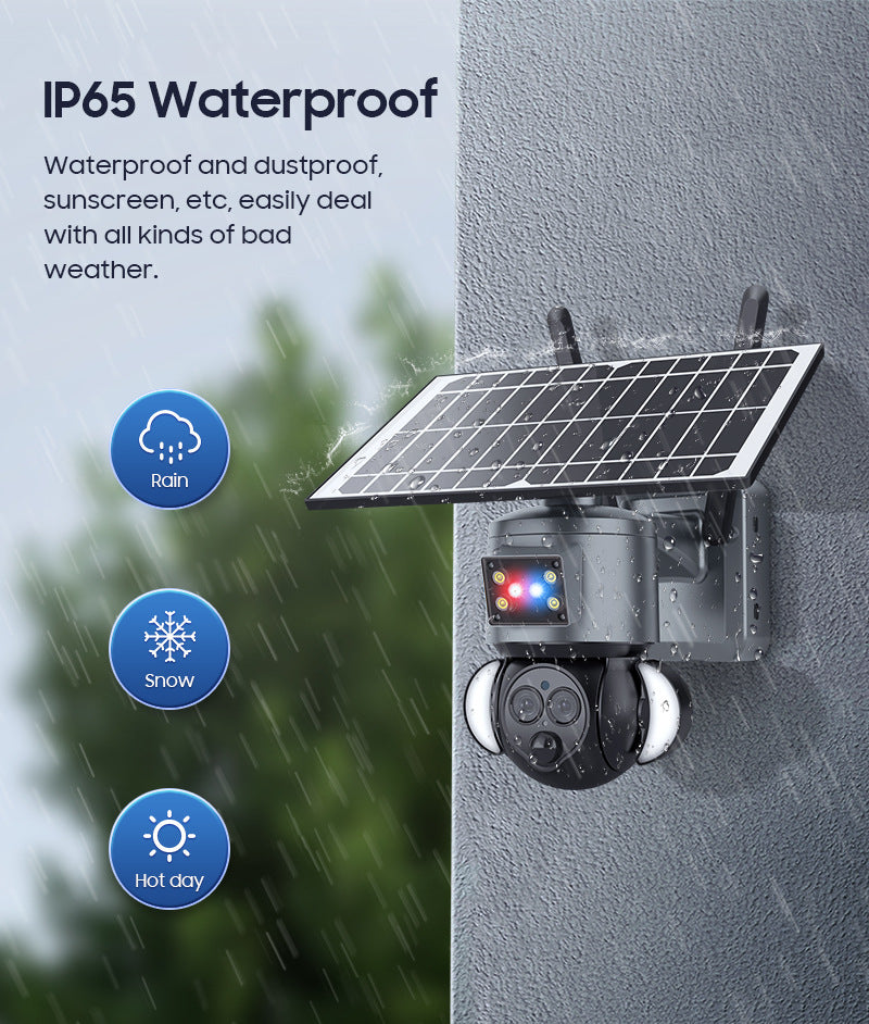 New Product12Binocular Hybrid Zoom Solar Camera Courtyard6MP High Definition Red and Blue Alarm Monitoring