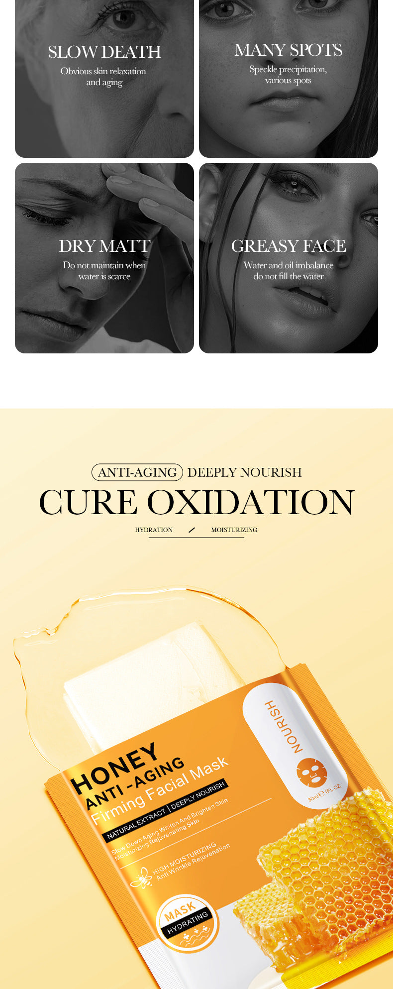 Full English Mask30gBIOAOUA Honey Hydrating Pearl Moisturizing Rose Snail Moisturizing  Foreign Trade Wholesale