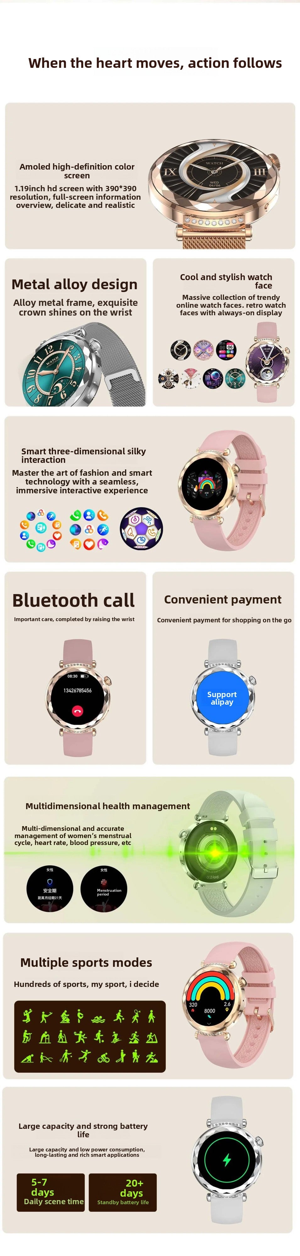 HK88Smart Watch Bluetooth Call Heart Rate Blood Pressure Blood Oxygen NFC Screen ladies multifunctional Bluetooth version touch screen