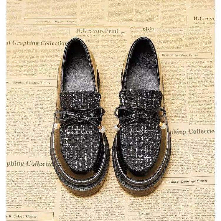 Platform Loafers2025Spring and Autumn New Style Women's Single Shoes Retro British Style Small Leather Shoes Women's Wedge Lazy Shoes