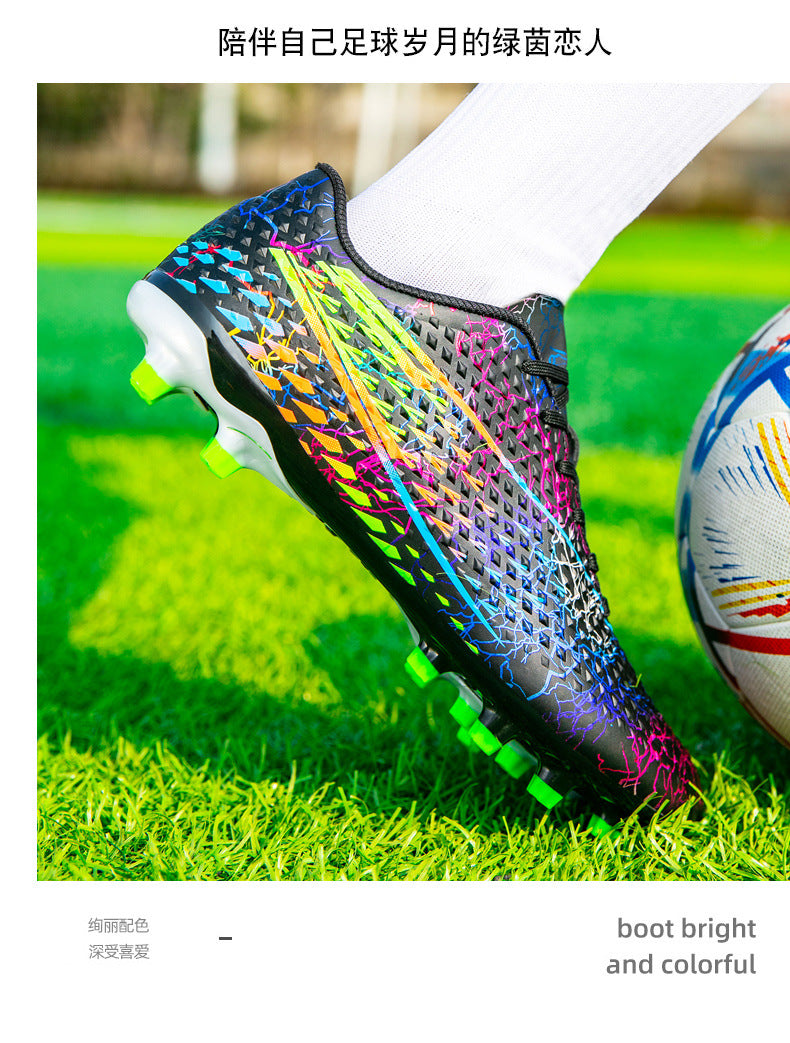 New professional football shoes for men and women AG Long Spike Colorful Multi-Color Youth Student Grass Competition Training Shoes