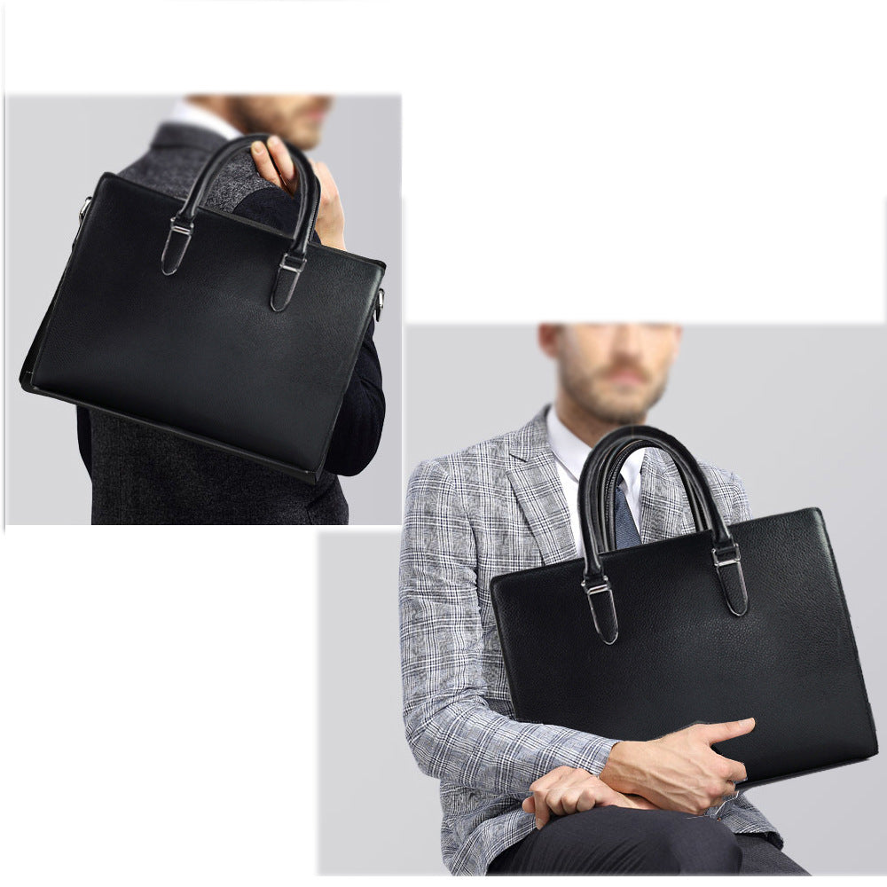 Anti-theft Fingerprint Lock Genuine Leather Briefcase Men's Business Handbag Commuting High-end Shoulder Crossbody Bag Fingerprint Unlock
