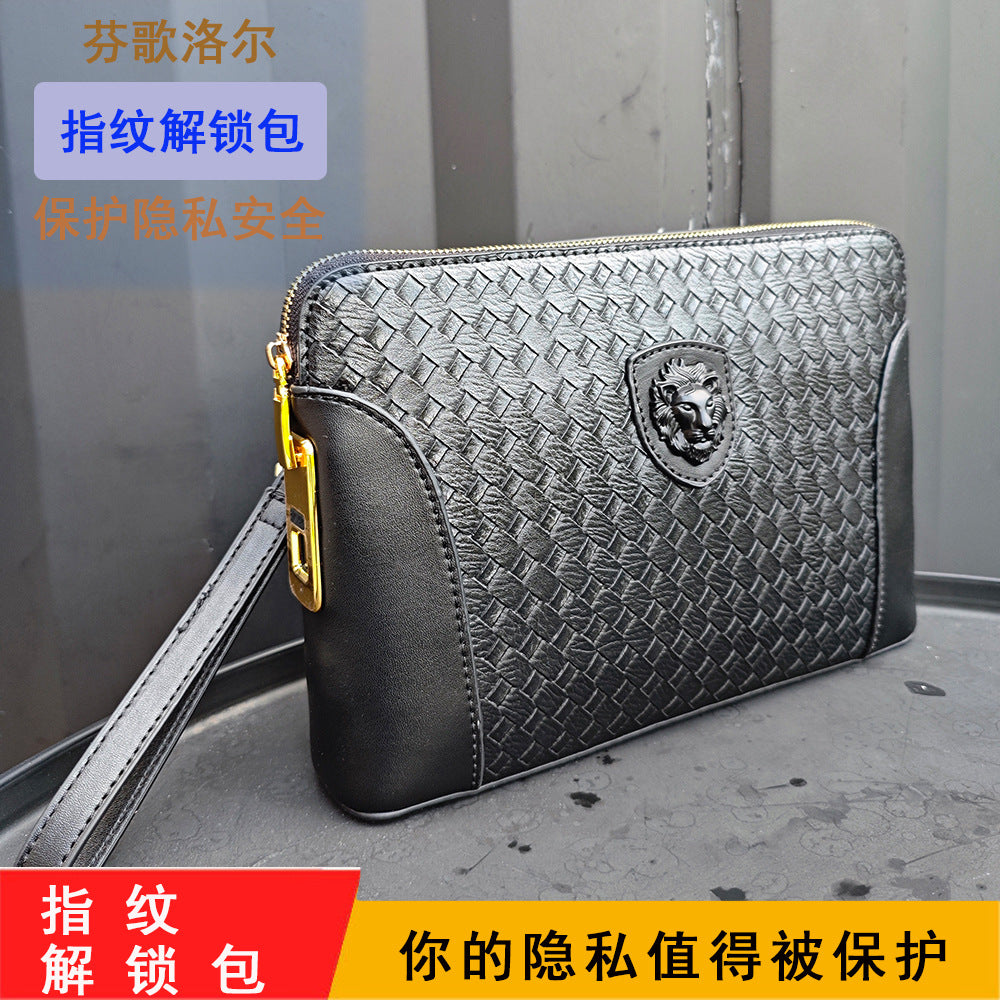 Fingerprint Lock Clutch Anti-theft High-end Business Commuting Large Capacity Phone Holder Luxury Men's Clutch Trendy