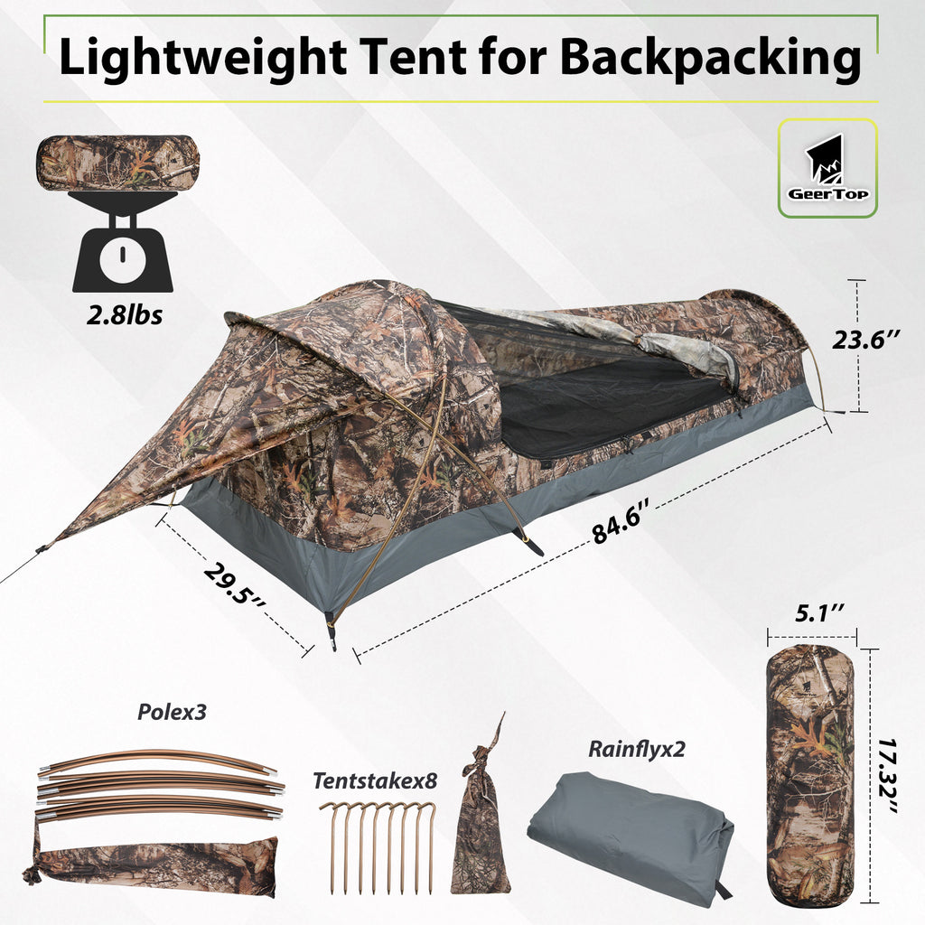 Single Tunnel Tent Outdoor Rainproof Cycling Hiking Camping Portable Windproof Lightweight Camping Tent