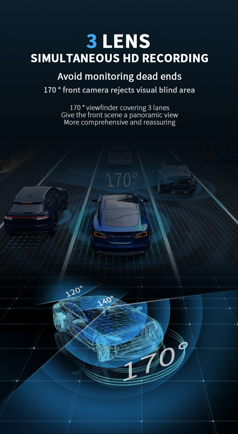 S4Driving Recorder Three-Record3Inch WIFI Vehicle-mounted surveillance night vision HD camera CarDvrCam