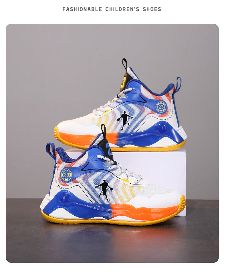 Big Kids Practical Basketball Shoes Children Professional Training Wear-Resistant Sneakers Mesh Breathable Non-Slip Running Sports Shoes