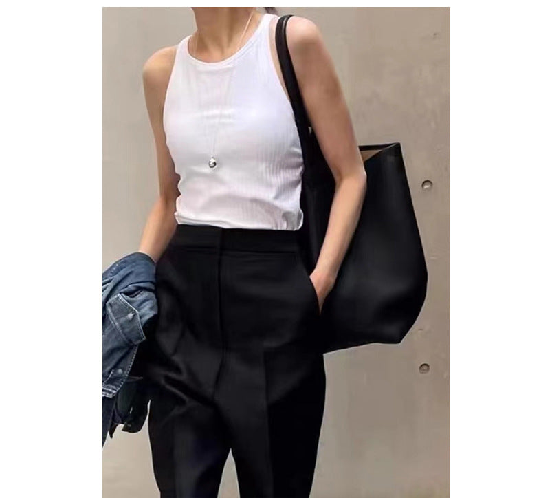 Women's Genuine Leather Underarm Bag Large Capacity Tote Bag Top Layer Cowhide Commuter High-End Feel Single Shoulder Bucket Bag