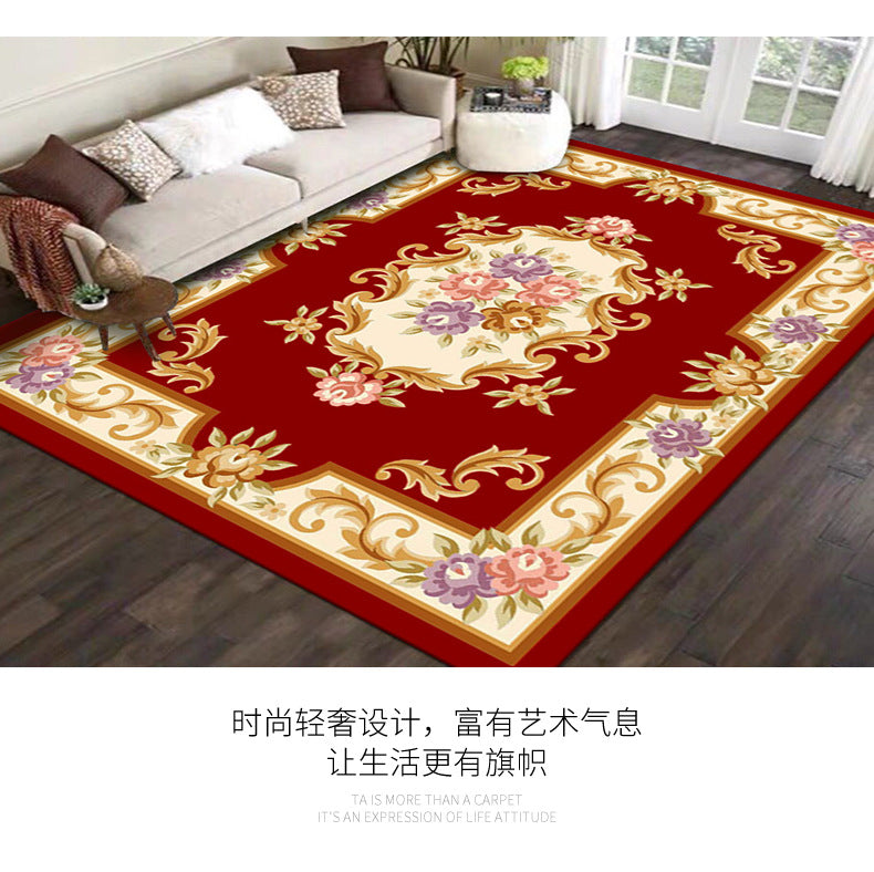 Crystal Velvet Carpet Full Coverage Chinese Style Living Room Sofa Coffee Table Rug Same Style Bedroom Wear-resistant Non-slip Rug