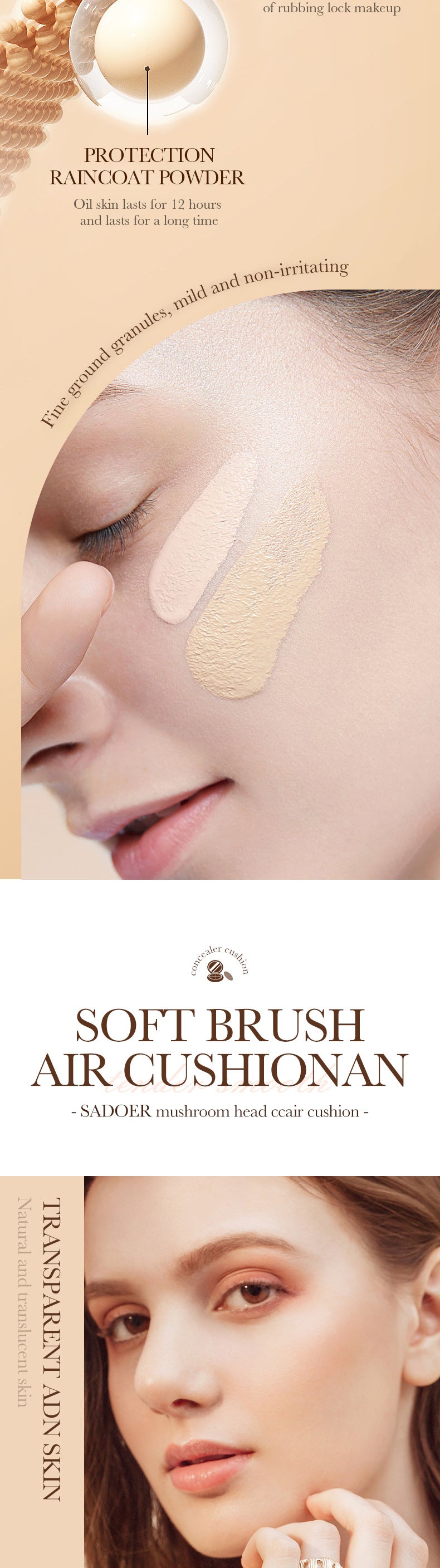 Makeup CC Mushroom Air Cushion Ivory White Brightening Concealer Correcting Face Foundation Export Manufacturer Wholesale