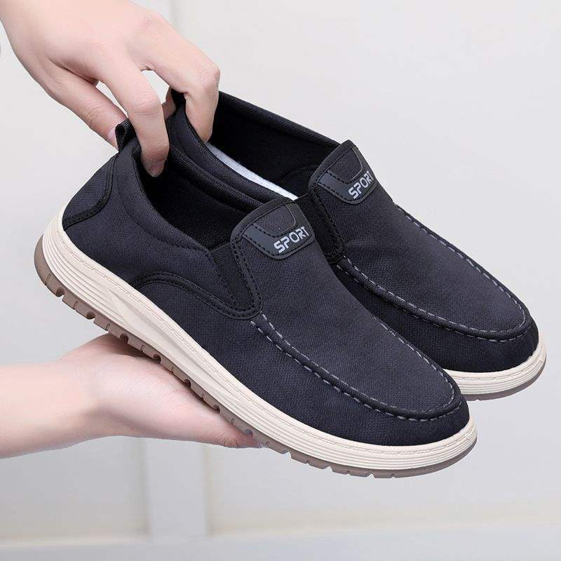 Spring Style Casual Canvas Shoes Versatile Breathable Slip-On Dad Shoes Non-Slip Soft Sole Odor-Resistant Old North Cloth Shoes