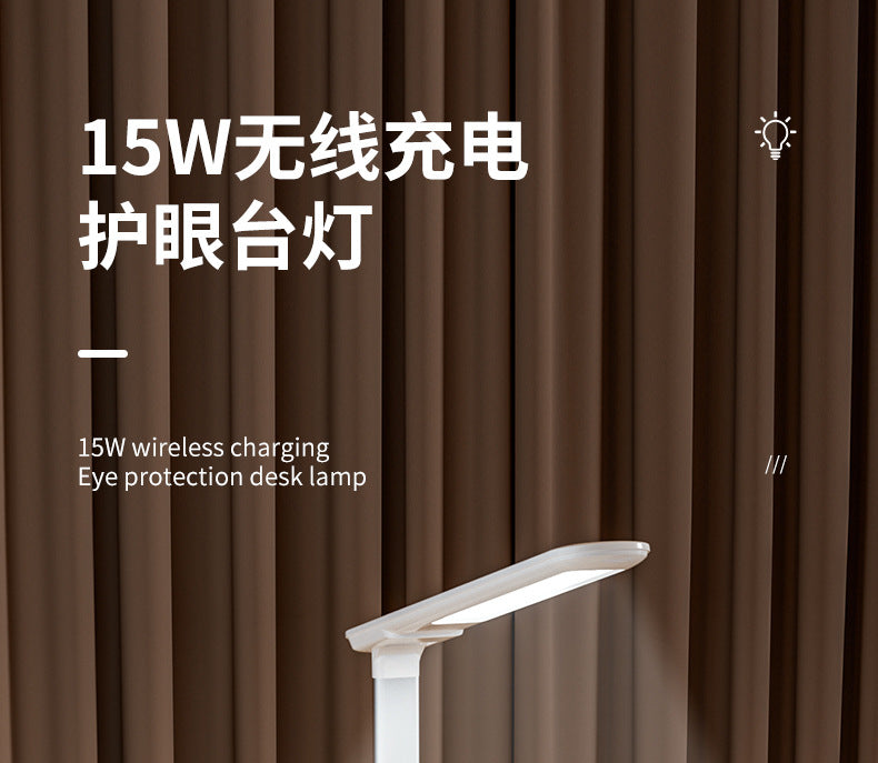 Factory Wholesale LED Smart Folding Desk Lamp Three Color Temperature Mobile Phone Wireless Charging Lighting Lamp Reading Eye Protection Lamp
