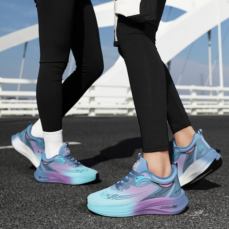 2025Winter New Leather Waterproof Couple Sports Shoes Popcorn Carbon Plate Fleece Lined Thickened Soft Sole Running Shoes