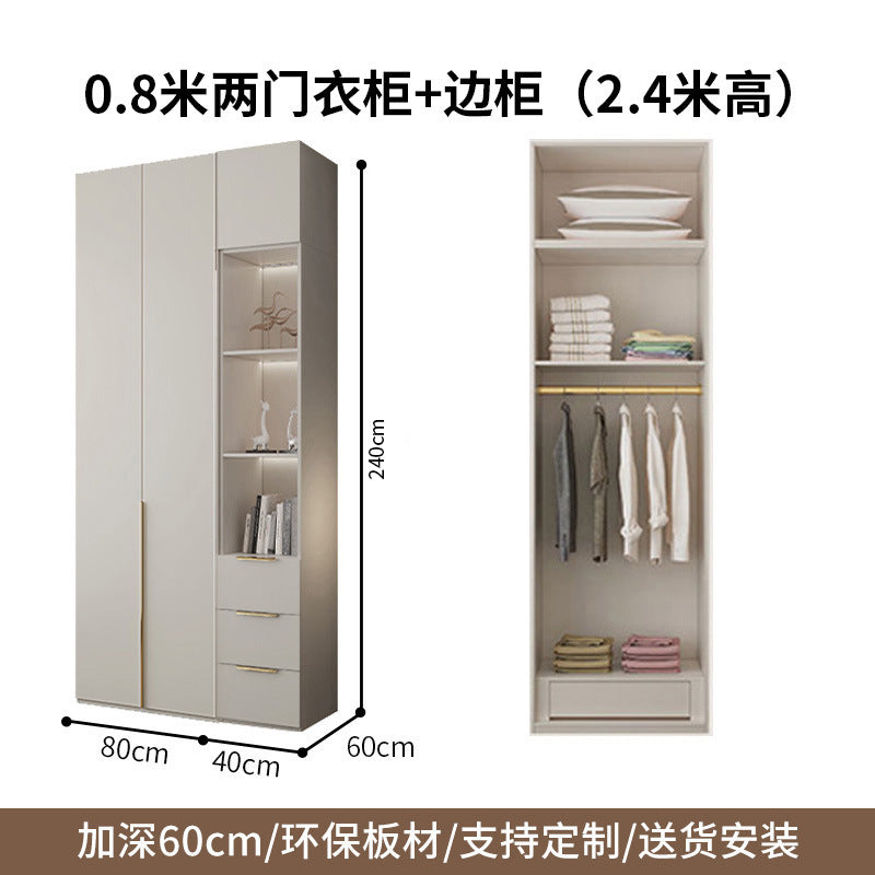 One-Door to Ceiling Heightened Solid Wood Wardrobe for Home Bedroom, Double Door Simple Assembly Cabinet, European Pine Board Storage Cabinet, Wardrobe